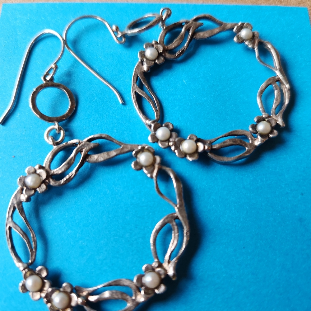 Artisan Sterling Pearl Earrings